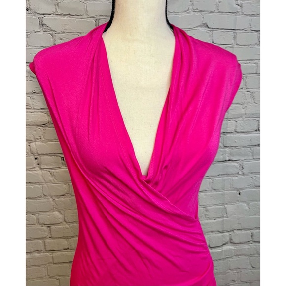 Vince Camuto Wrap Top | Sz XS| Hot Pink Short Sleeve Wrap Top Blouse - Picture 6 of 13